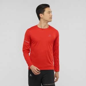 Salomon Agile Ls Tee M Topper Rød | 20867-HQCI