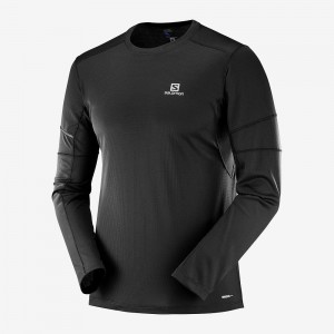 Salomon Agile Ls Tee M Topper Svarte | 32481-ZXDJ