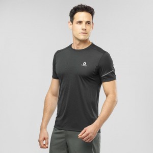 Salomon Agile Ss Tee M Topper Svarte | 75403-VUNH