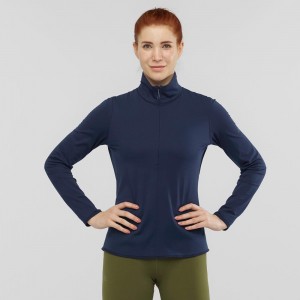 Salomon Essential Lightwarm Pullover Marineblå | 15403-EDVC