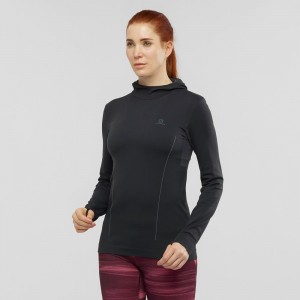 Salomon Essential Seamless Hette Langermet Skjorte Svarte | 93801-ZQRJ