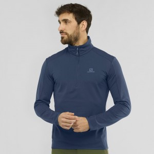 Salomon Outrack Half Zip Mid M Skijakker Marineblå | 76594-DSPO