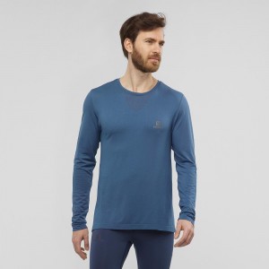 Salomon Sense Ls Tee M Topper Marineblå | 96238-SVMF