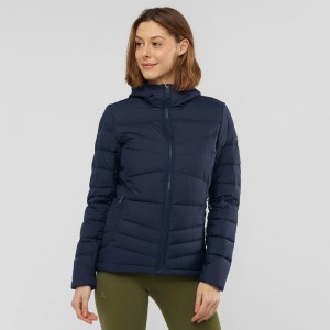 Salomon Transition Down Hoodie W Jakke Marineblå | 45230-TQOW