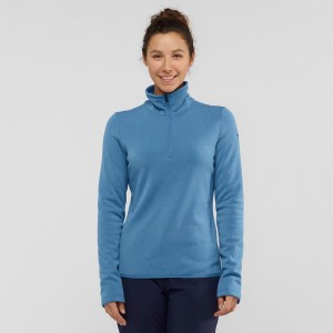 Salomon Warm Ambition Half Zip W Skijakker Blå | 74138-HVYW