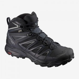 Salomon X Ultra 3 Brede Mid Gore-Tex Gå Støvler Svarte | 64312-QXJW