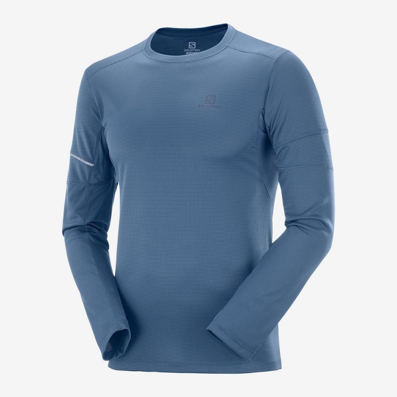 Salomon Agile Ls Tee M Topper Marineblå | 26489-BFAS