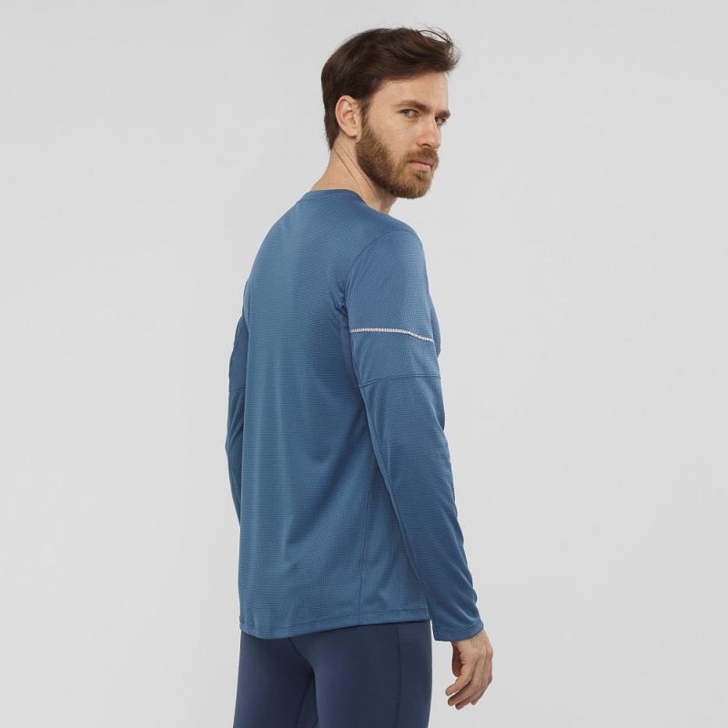 Salomon Agile Ls Tee M Topper Marineblå | 26489-BFAS