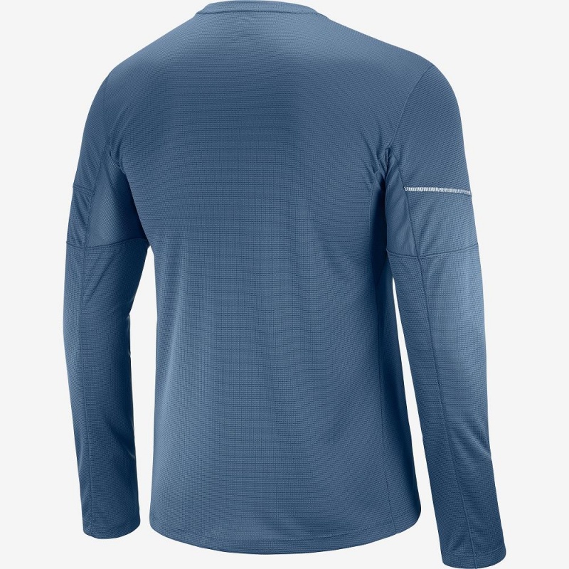 Salomon Agile Ls Tee M Topper Marineblå | 26489-BFAS