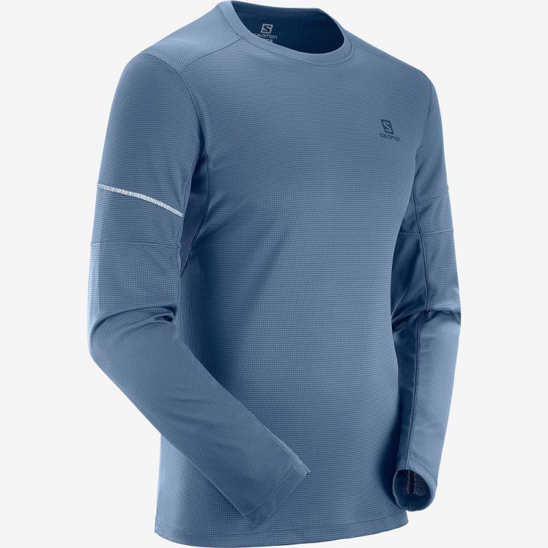 Salomon Agile Ls Tee M Topper Marineblå | 26489-BFAS