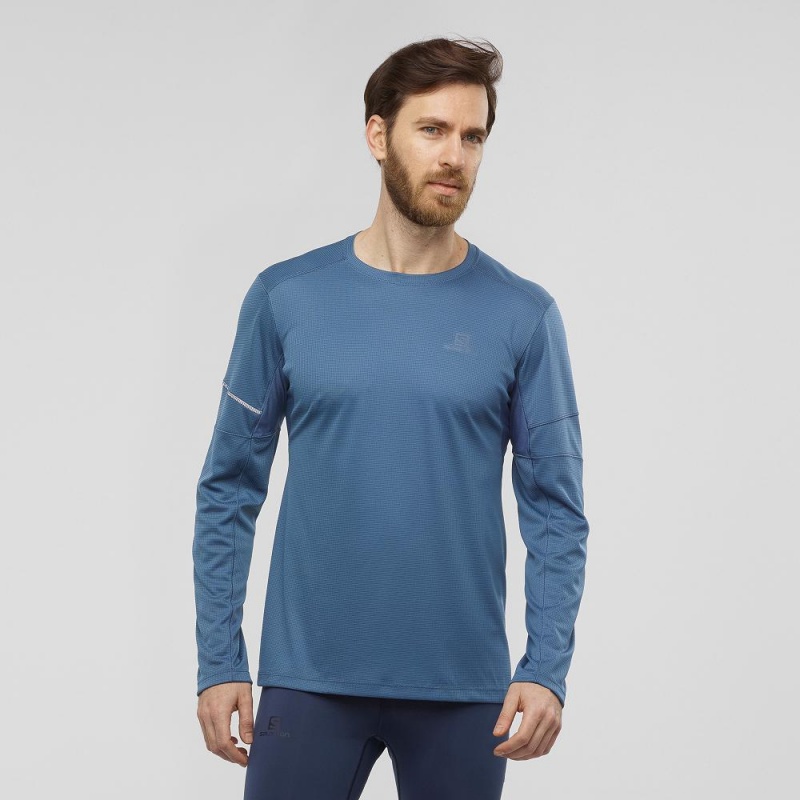 Salomon Agile Ls Tee M Topper Marineblå | 26489-BFAS