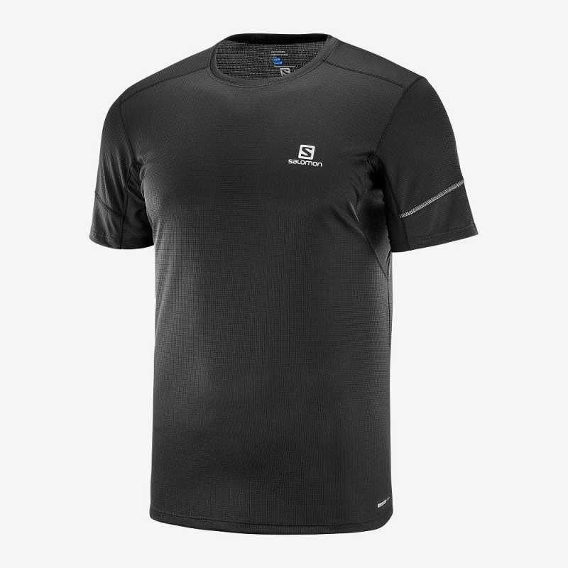 Salomon Agile Ss Tee M Topper Svarte | 75403-VUNH