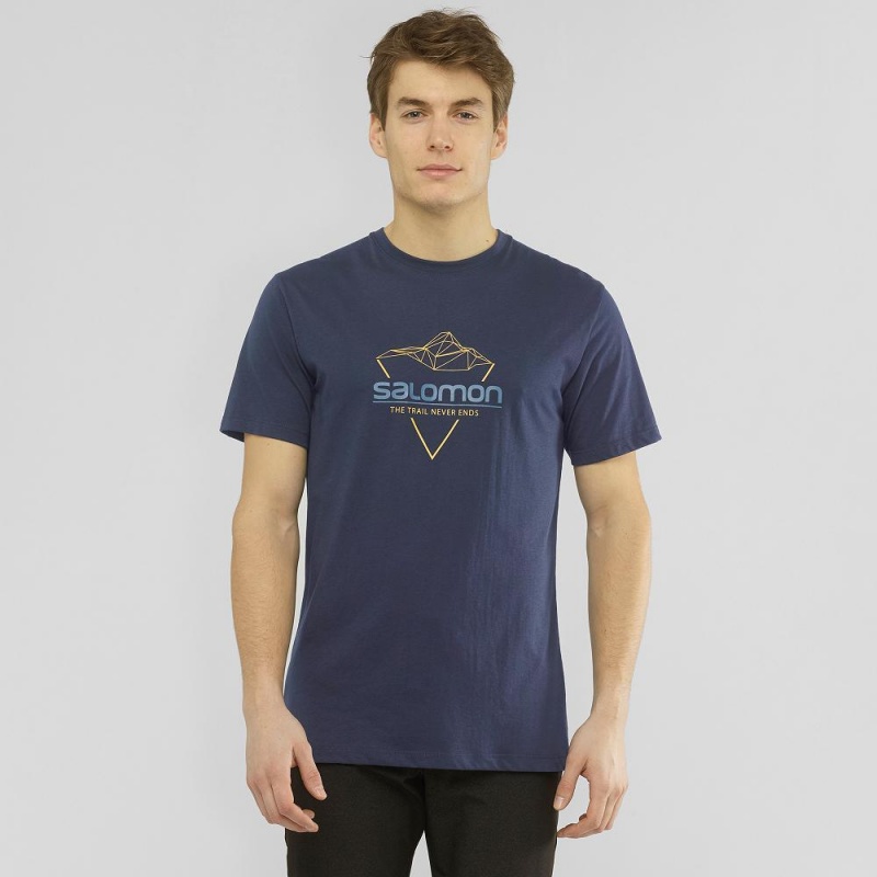 Salomon Blend Logo Tee M T-skjorte Marineblå | 76312-PDLC