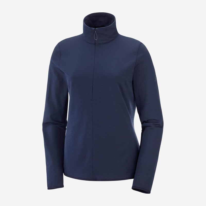 Salomon Essential Lightwarm Pullover Marineblå | 15403-EDVC