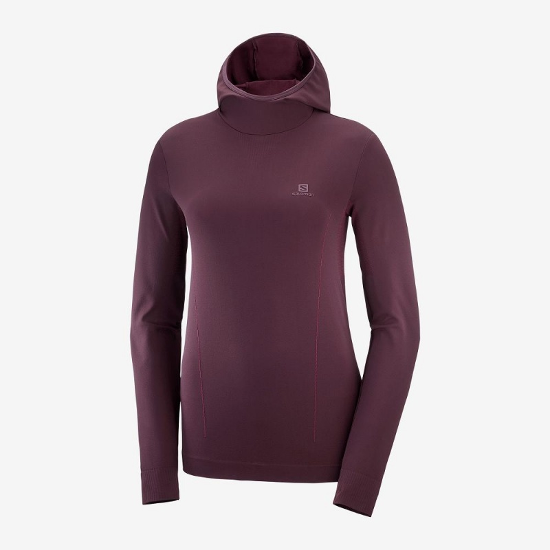 Salomon Essential Seamless Hette Langermet Skjorte Lilla | 49357-BXYF