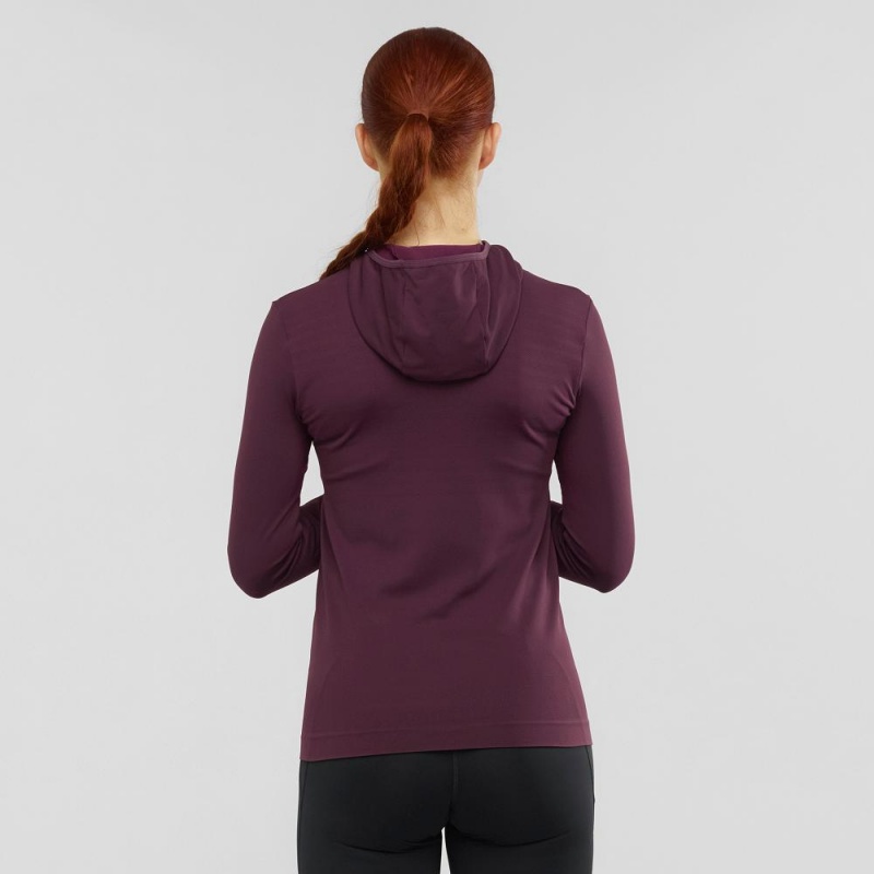 Salomon Essential Seamless Hette Langermet Skjorte Lilla | 49357-BXYF