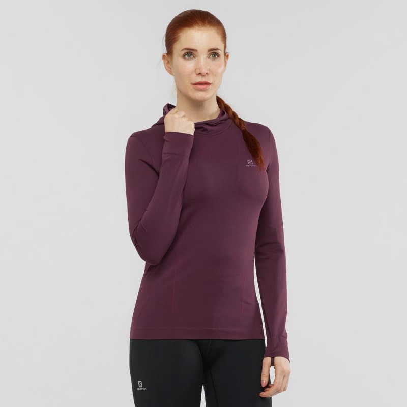 Salomon Essential Seamless Hette Langermet Skjorte Lilla | 49357-BXYF