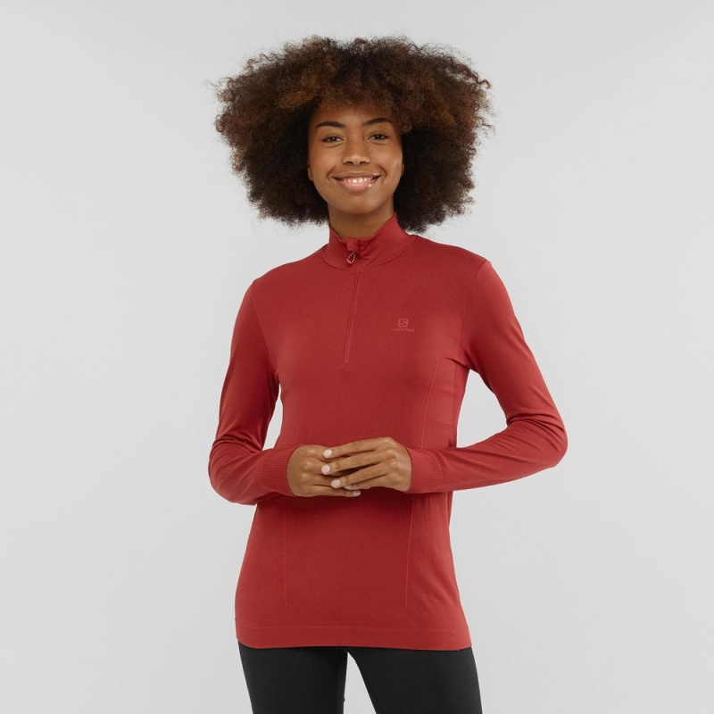 Salomon Essential Seamless Pullover Rød | 84375-EZYQ