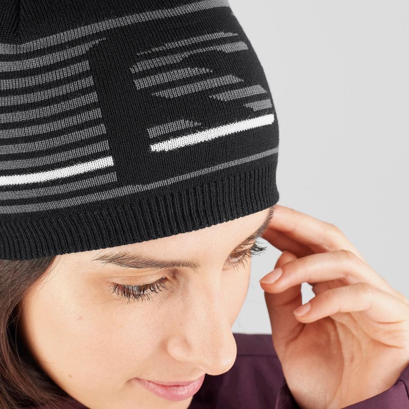 Salomon Flatspin Kort Beanie Hatt Svarte | 90546-GDCV