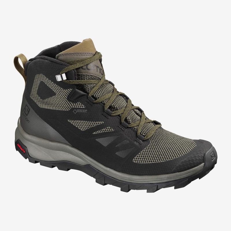 Salomon Outline Mid Gore-Tex Gå Støvler Svarte | 43516-BXEM