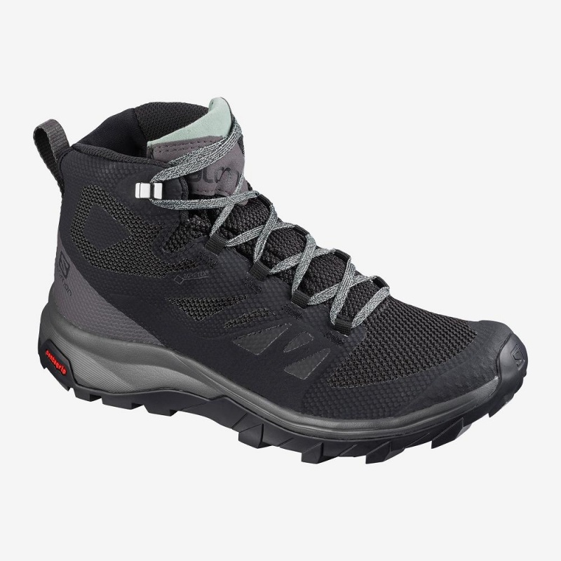 Salomon Outline Mid Gore-Tex Gå Støvler Svarte | 54276-CSHQ