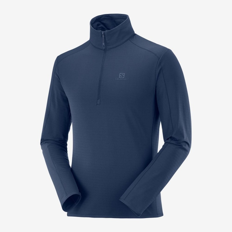 Salomon Outrack Half Zip Mid M Skijakker Marineblå | 76594-DSPO