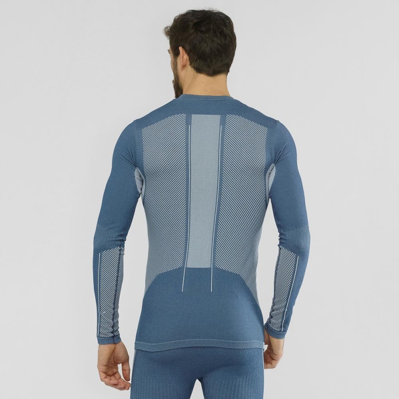 Salomon Primo Warm Seamless Tee M Topper Marineblå | 13408-KHSQ