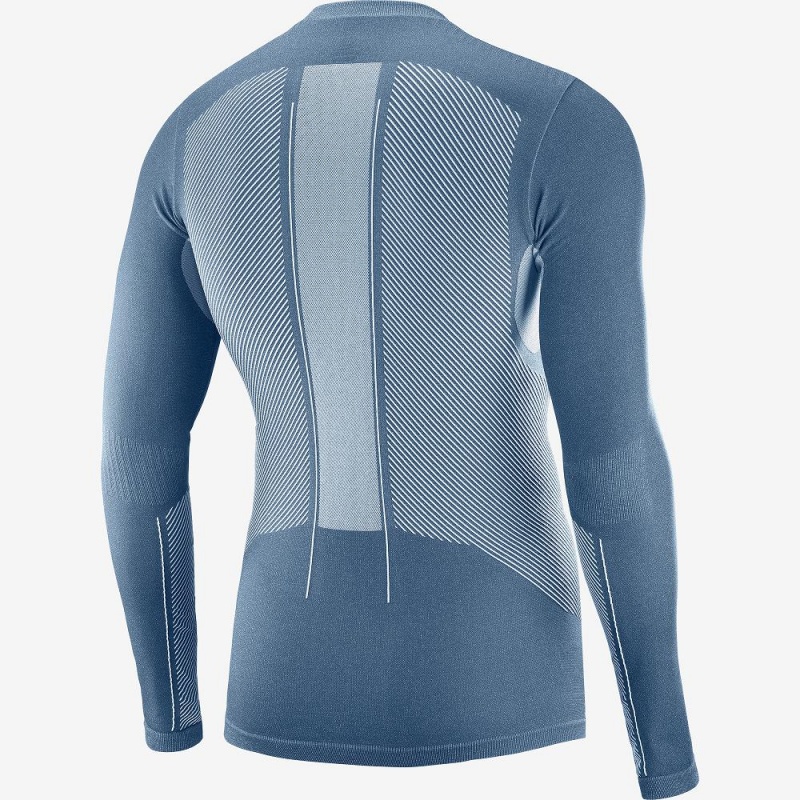 Salomon Primo Warm Seamless Tee M Topper Marineblå | 13408-KHSQ