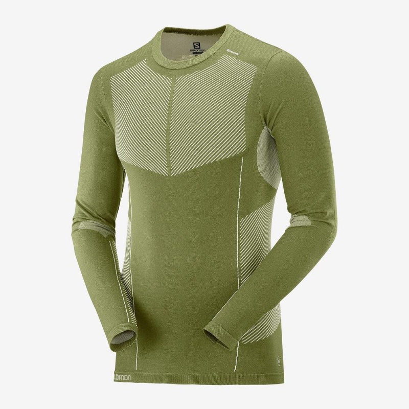 Salomon Primo Warm Seamless Tee M Topper Grønn | 80572-BTAF