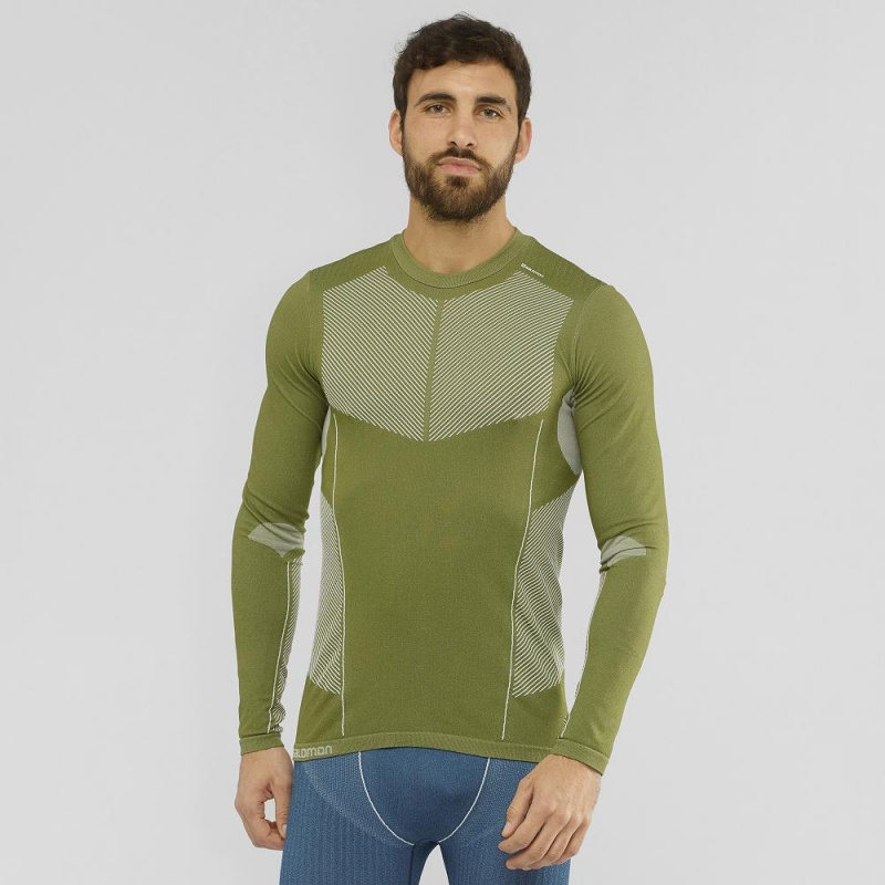 Salomon Primo Warm Seamless Tee M Topper Grønn | 80572-BTAF