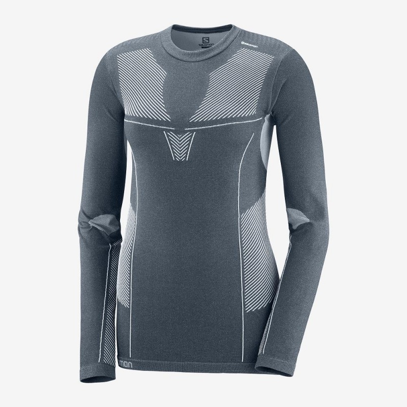 Salomon Primo Warm Seamless Tee W Topper Gray | 03524-YPLE