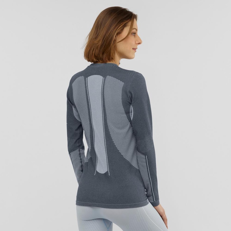 Salomon Primo Warm Seamless Tee W Topper Gray | 03524-YPLE