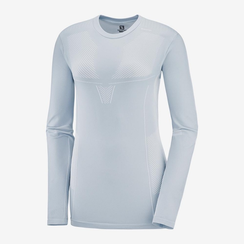 Salomon Primo Warm Seamless Tee W Topper Blå | 48931-QABO