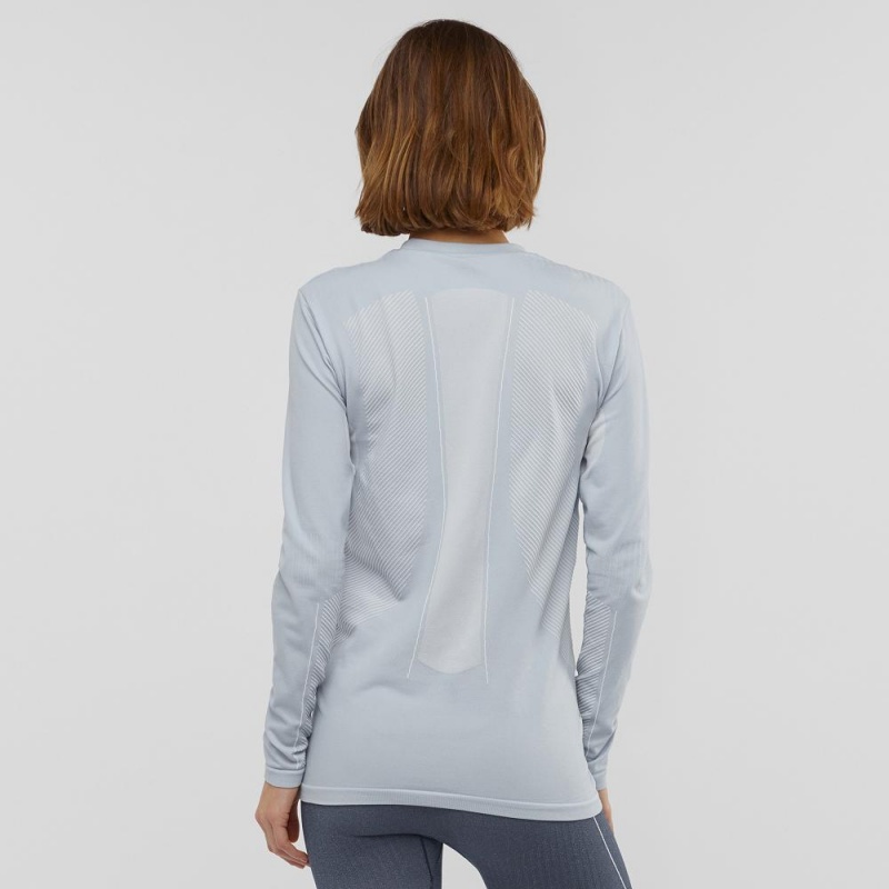 Salomon Primo Warm Seamless Tee W Topper Blå | 48931-QABO