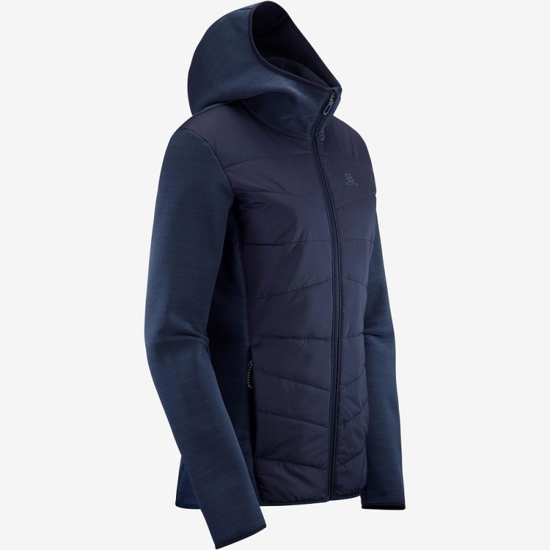 Salomon Radiant Hybrid Hoodie W Skijakker Marineblå | 04856-GSVF