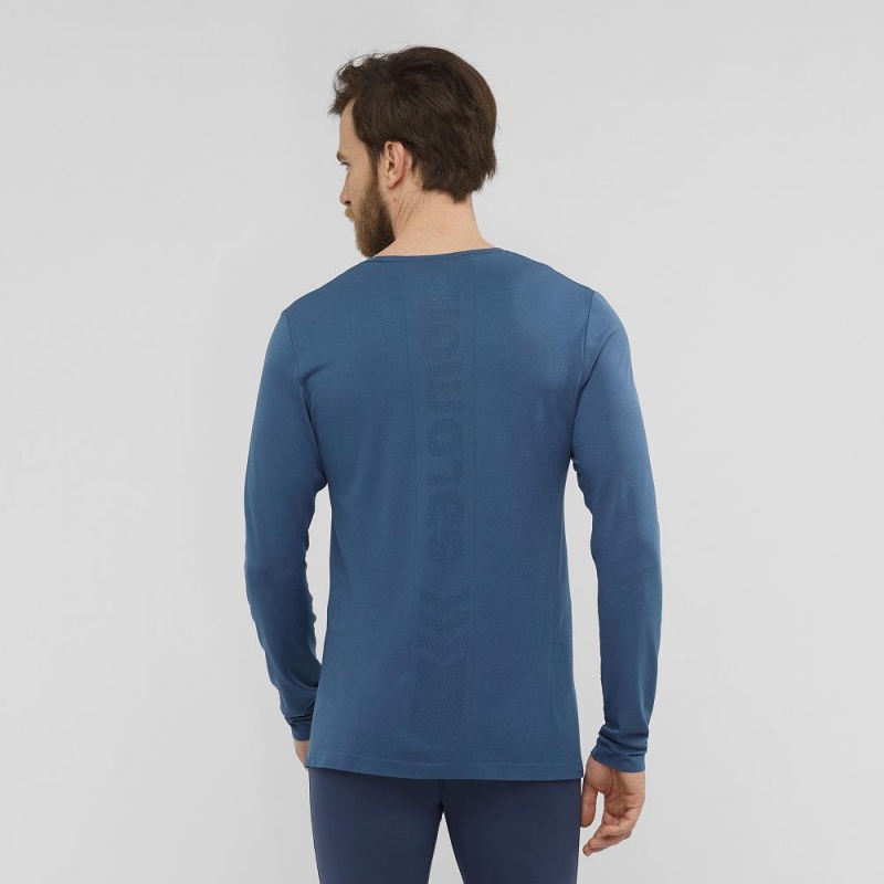 Salomon Sense Ls Tee M Topper Marineblå | 96238-SVMF