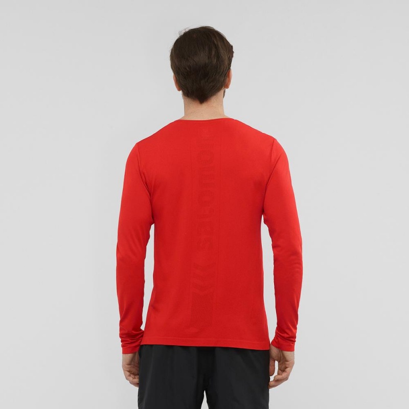 Salomon Sense Ls Tee M Topper Rød | 89634-NBWE