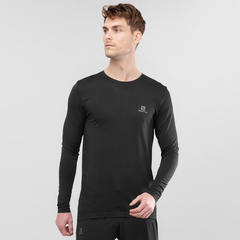 Salomon Sense Ls Tee M Topper Svarte | 24386-SGFE