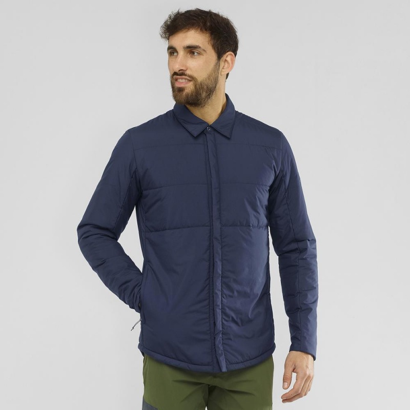 Salomon Snowshelter Insulated Shirt M Jakke Marineblå | 70385-DJHY