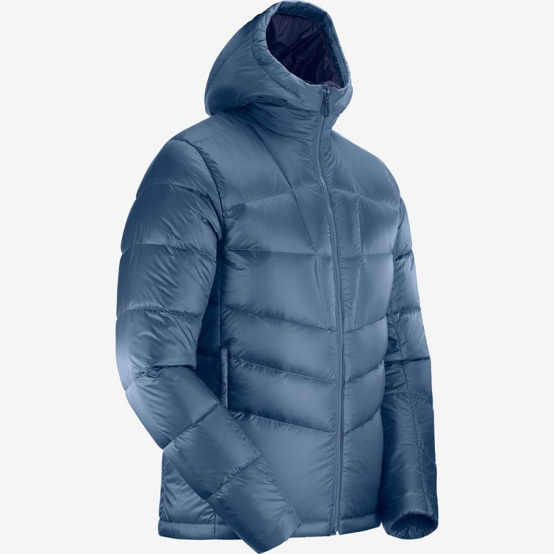 Salomon Transition Down Hoodie M Jakke Marineblå | 57932-YBHI